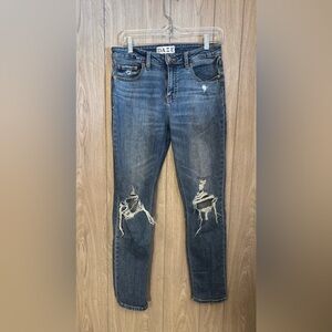 Daze Women's Straight Leg Distressed Blue Jeans